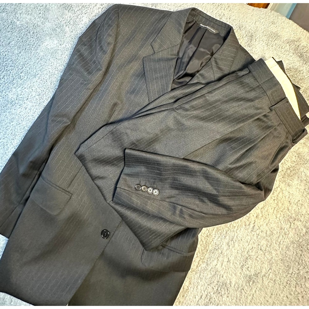 Coppley Kane 3113 Jordan Zegna Charcoal gray pinstripe Suit Coat Blazer Mens 44R